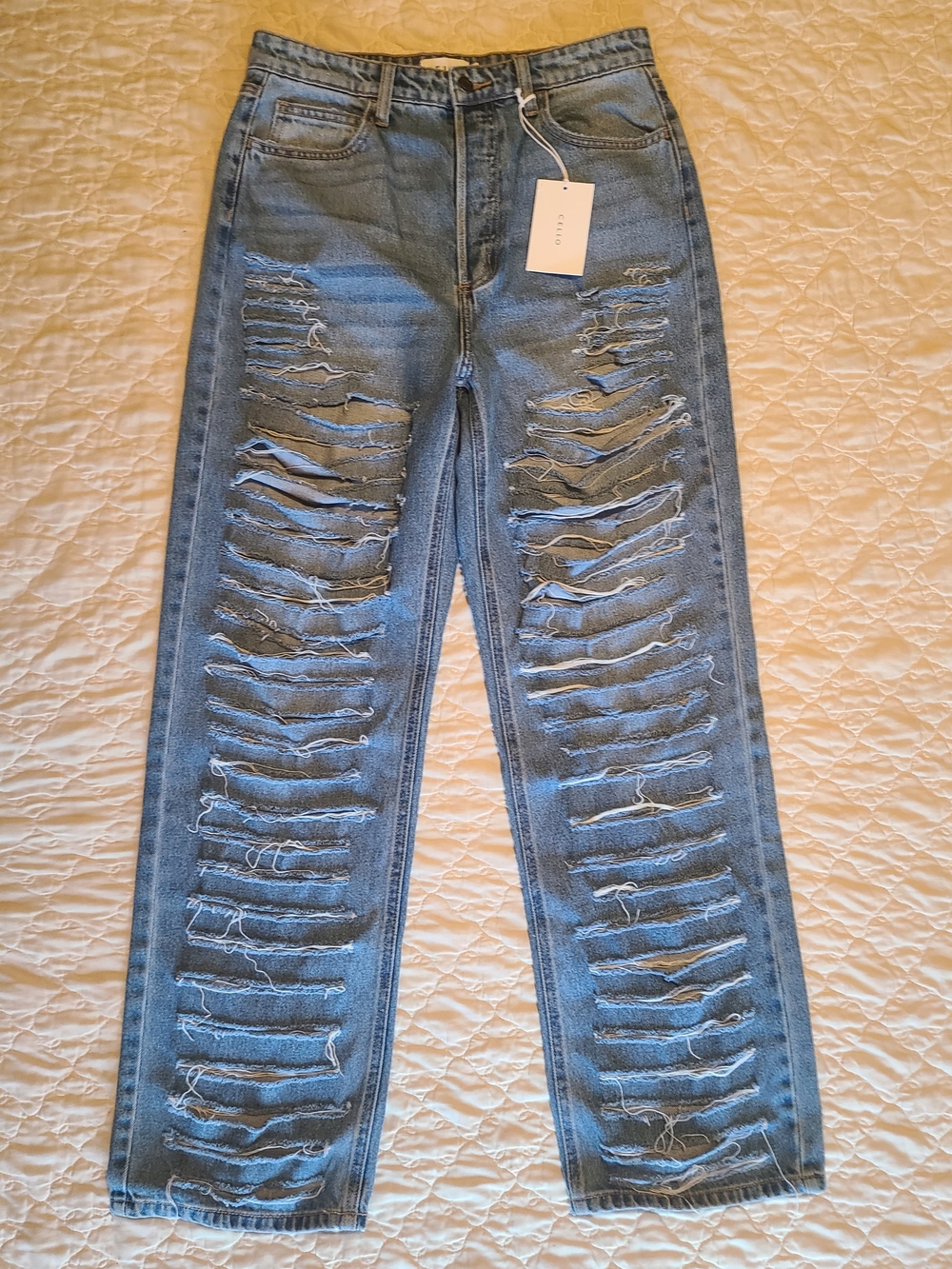 Cello Distressed High-Rise Light Blue Jeans